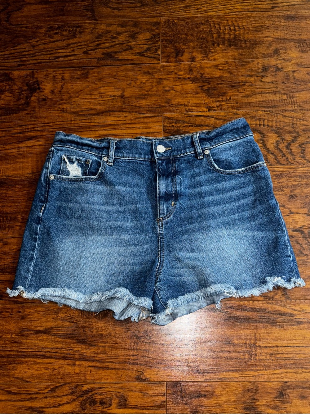LOFT Blue Jean Shorts Distressed Frayed Hem Denim Shorts Womenβs 6